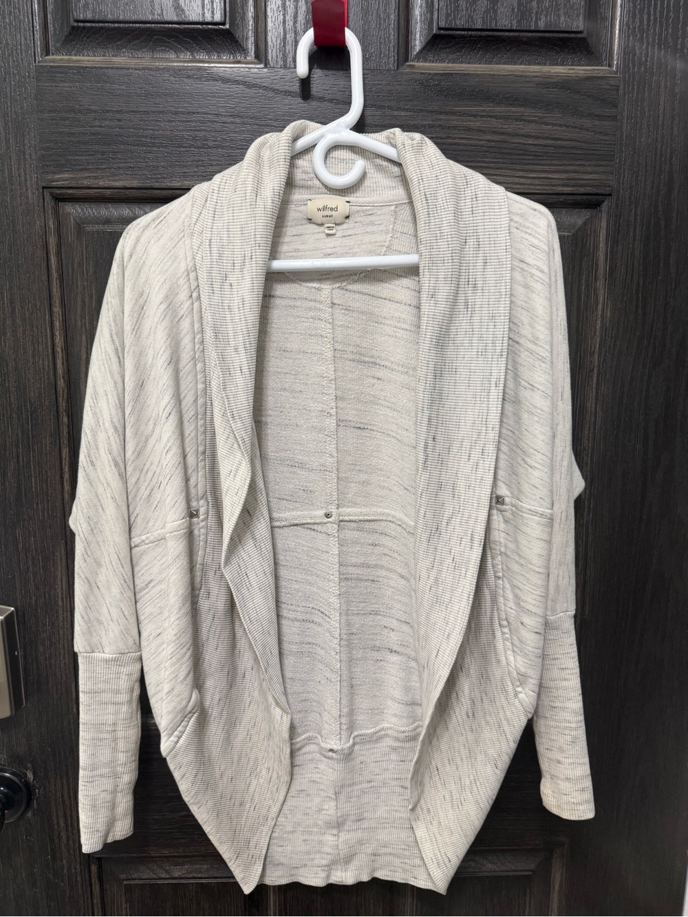 Wilfred Light Cream Open-Front Draped Cardigan
